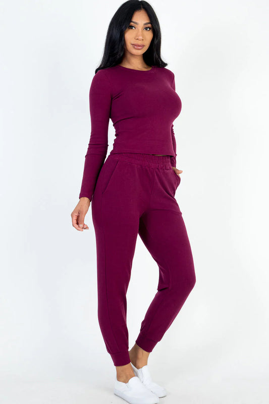 "Luxe Relaxation Set: Capella Ribbed Sweatshirt and Joggers"