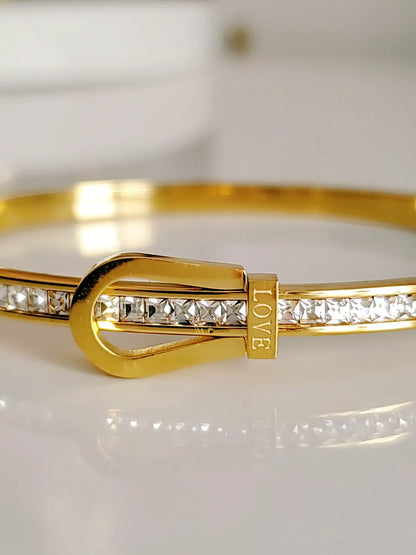 "Shimmering Gold Belt Bangle: Upgrade Your Look to Glamorous!"